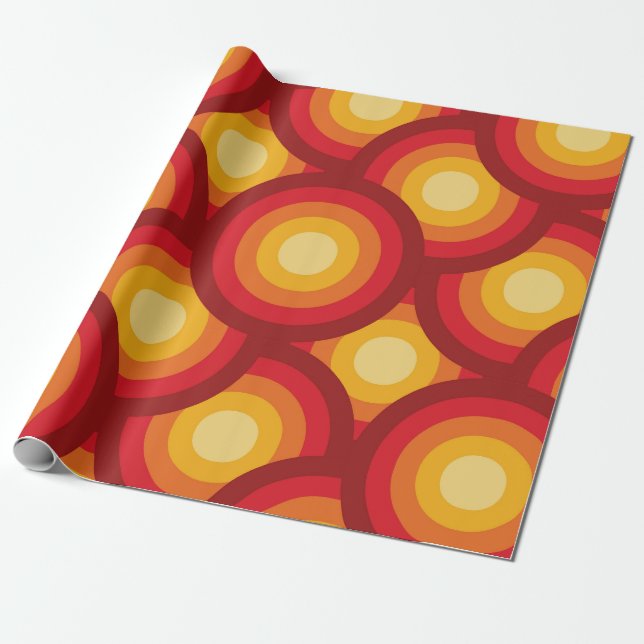 Retro 70s Geometric Groovy Circles Pattern  Wrapping Paper (Unrolled)