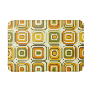 Retro 70s Geometric Pattern in Warm Tones Bath Mat