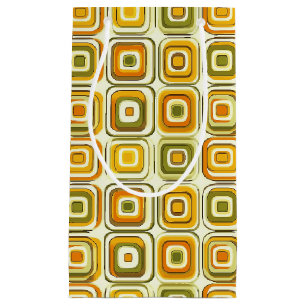 Retro 70s Geometric Pattern in Warm Tones Small Gift Bag