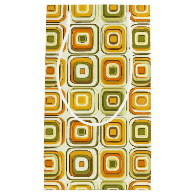 Retro 70s Geometric Pattern in Warm Tones Small Gift Bag (Front)