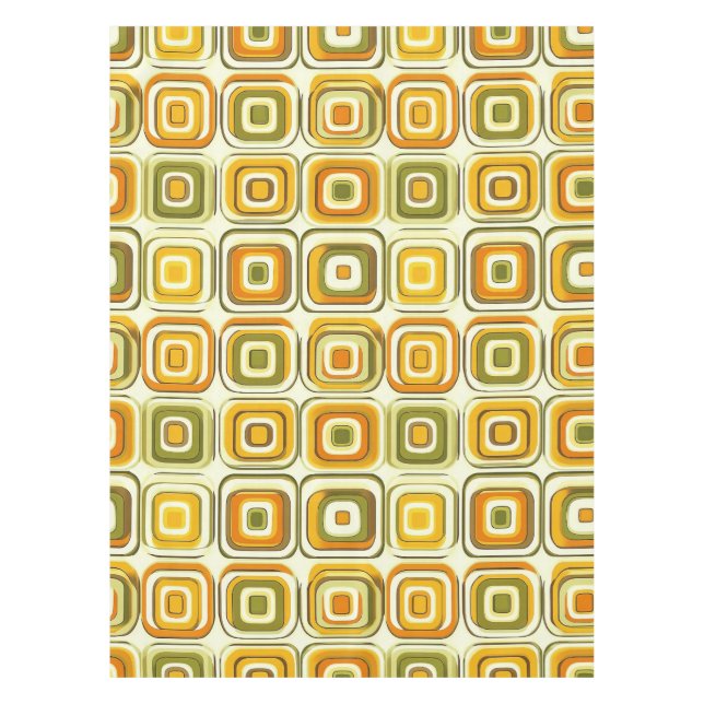 Retro 70s Geometric Pattern in Warm Tones Tablecloth (Front)