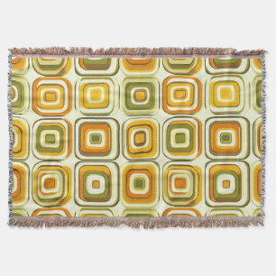 Retro 70s Geometric Pattern in Warm Tones Throw Blanket