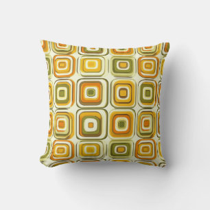 Retro 70s Geometric Pattern in Warm Tones Throw Pillow