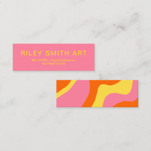 Retro 70s Girly Orange Yellow Pink Abstract Mini Business Card