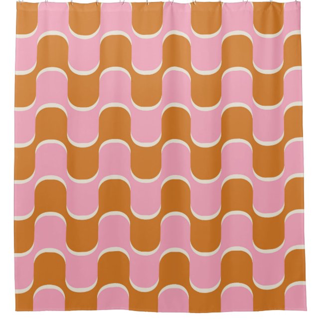 Retro 70s: Gold-Pink Wavy Pattern. (Front)