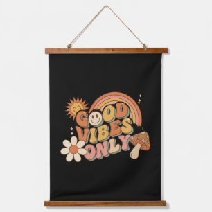  Retro 70s Good Vibes Only Groovy Smiley Face Rain Hanging Tapestry