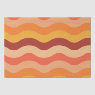 Retro 70s groovy abstract waves orange and yellow tissue paper