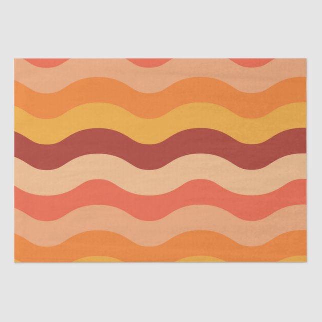 Retro 70s groovy abstract waves orange and yellow  tissue paper (Front)