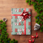 Retro 70s Groovy and Bright Santa Claus    Wrapping Paper<br><div class="desc">Make your Christmas Groovy and Bright with this colourful wrapping paper. It has a sage green background and a "Holly,  Jolly,  Vibes" pattern.</div>