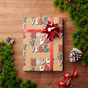 Retro 70s Groovy and Bright Santa Claus   Wrapping Paper