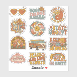 Retro 70s Groovy Boho Decals Sticker Pack