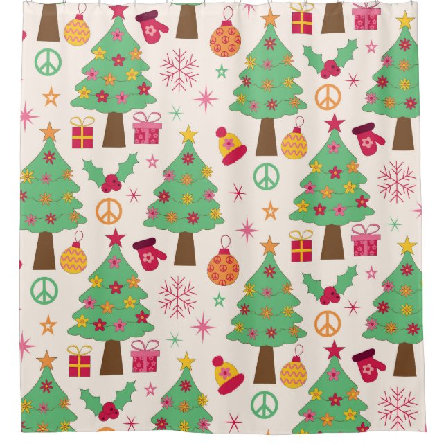 Retro 70s Groovy Christmas Trees Pattern  (Front)