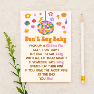 Retro 70's Groovy Don't Say Baby Shower Game Stationery