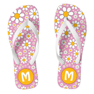Retro 70s Groovy Floral Personalized  Flip Flops