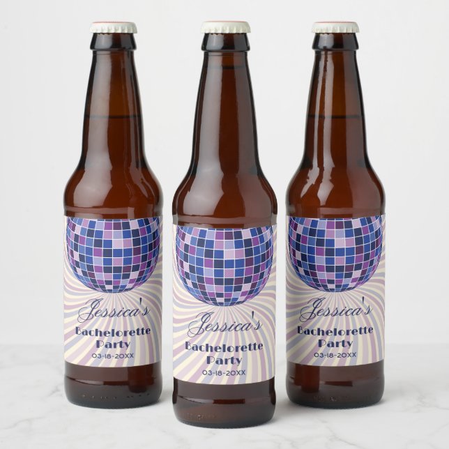Retro 70s Groovy Last Disco Bachelorette Party Beer Bottle Label (Bottles)