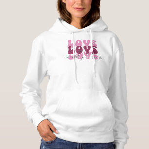 Retro 70s Groovy "Love" Typography Hoodie