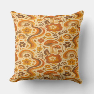 Retro 70s Groovy Mushroom Pillow
