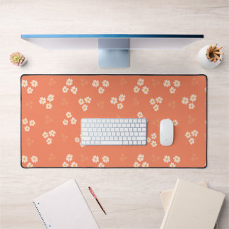 Retro 70s Groovy Orange Daisy Floral Custom Desk Mat