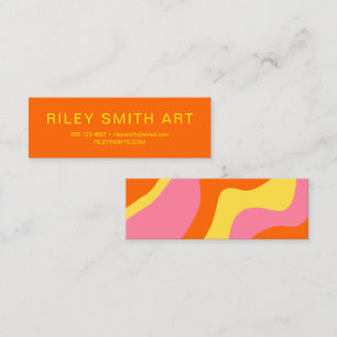 Retro 70s Groovy Orange Yellow Pink Abstract Mini Business Card