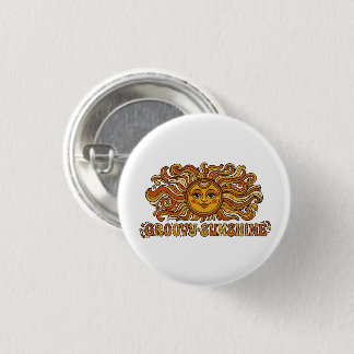 Retro 70s Groovy Sunshine Smiling Sun 1 Inch Round Button