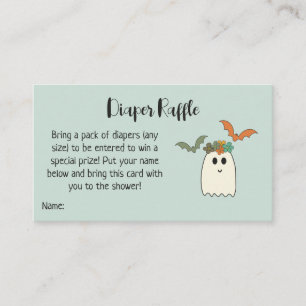 Retro 70's Halloween Baby Shower Diaper Raffle Enc Enclosure Card