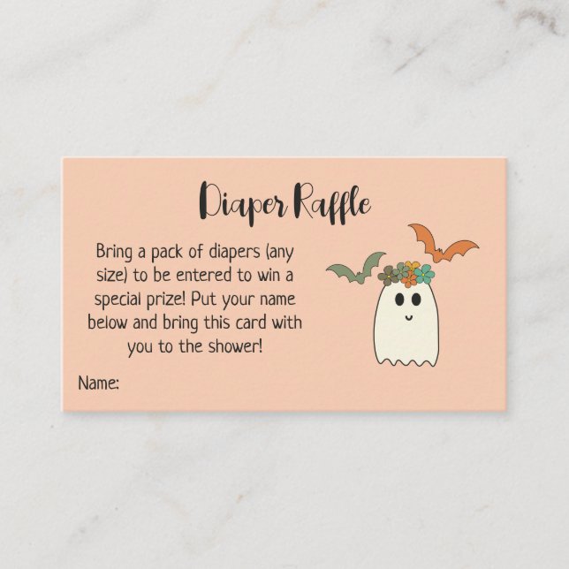 Retro 70's Halloween Baby Shower Diaper Raffle Enclosure Card (Front)