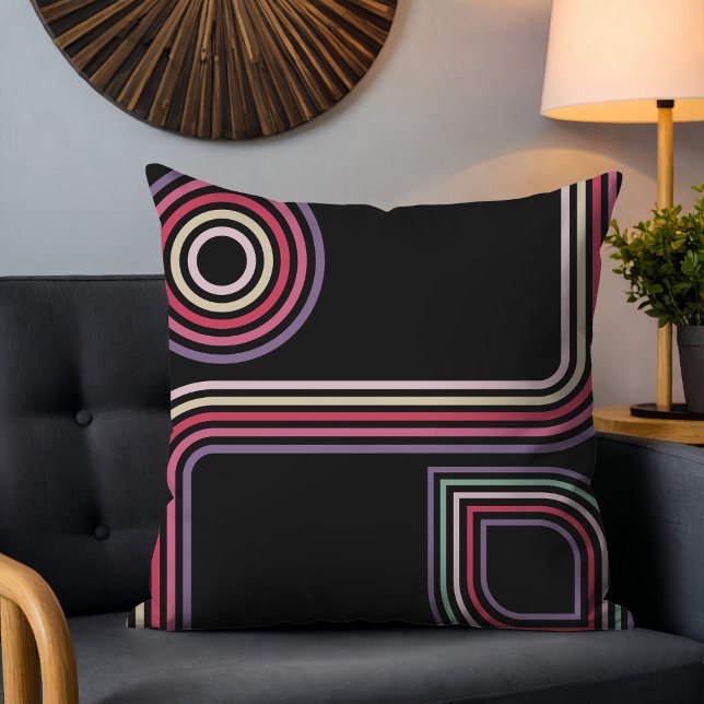 Retro 70s Inspired Abstract Design Throw Pillow (Creator Uploaded)