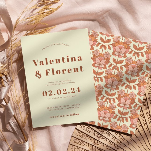 Retro 70s inspired Orange Wedding Invitation  (Creator Uploaded)