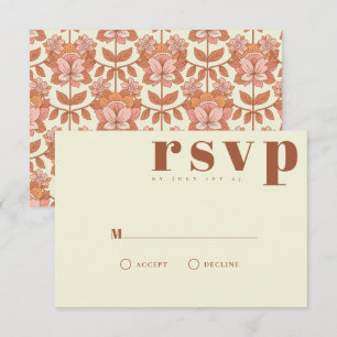 Retro 70s inspired Wedding RSVP Card