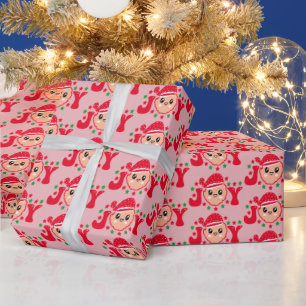 Retro 70s Joy Santa Claus Wrapping   Paper