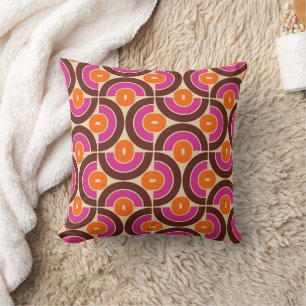 Retro 70s Mid Mod Geometric Pattern Throw Pillow