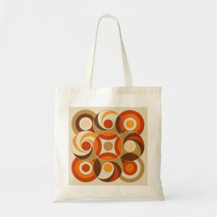 Retro 70s Mid Mod Geometric Pattern Tote Bag