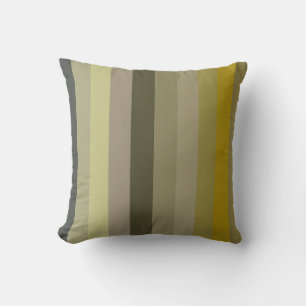 Retro 70s Mustard & Olive Stripes Throw Pillow