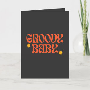 Retro 70s Mustard Orange Black Hippie Groovy Baby Card