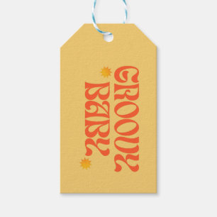 Retro 70s Mustard Orange Hippie Groovy Baby Gift Tags