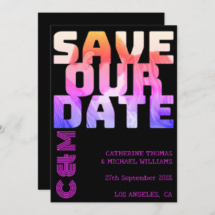 Retro 70s Name Monogram And Photo Wedding Save The Save The Date