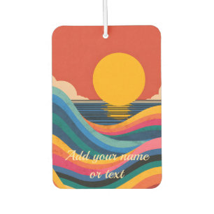 Retro 70s Ocean Sunset Waves Personalized Air Freshener