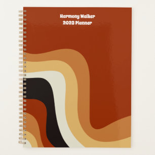 Retro 70s Orange Groovy Hippie Personalized 2023 Planner
