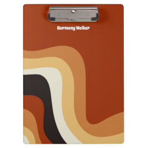 Retro 70s Orange Groovy Hippie Personalized Clipboard