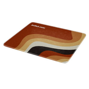 Retro 70s Orange Groovy Hippie Personalized Cutting Board