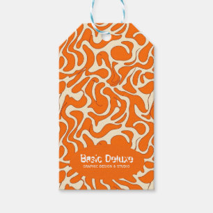 Retro 70s Orange Organic Blob Pattern Seamless Gift Tags