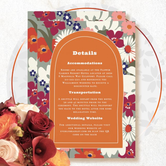 Retro 70's Orange Summer Fall Wedding Detail Card (Creator Uploaded)