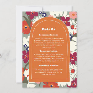 Retro 70's Orange Summer Fall Wedding Detail Card