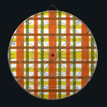 Retro 70s Orange Yellow Plaid Dartboard<br><div class="desc">This funky, original 70s-inspired design is made to look like groovy 1970s or late 1960s vintage plaid in shades of orange, gold yellow, moss green and red-brown on white. The seamless chequered pattern is slightly distressed so it looks like it has been painted on. This is a cool, old school...</div>