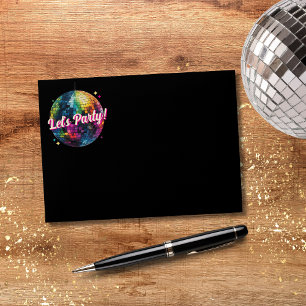 Retro 70's Party Disco Ball Sparkle Glam Wedding Envelope