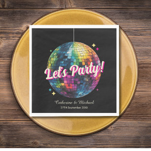 Retro 70's Party Disco Ball Sparkle Glam Wedding Napkin