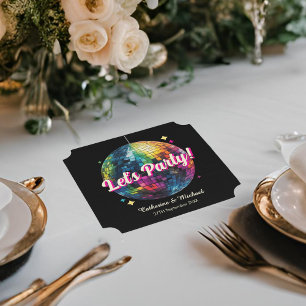 Retro 70's Party Disco Ball Sparkle Glam Wedding Paper Coaster