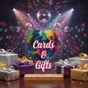 Retro 70's Party Disco Ball Wedding Cards & Gifts Acrylic Sign