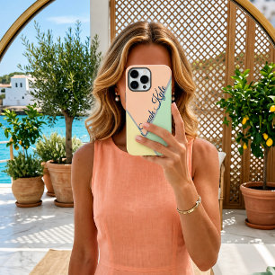 Retro 70S Pastel Pink Teal Colour Block Pattern iPhone 16 Pro Max Case