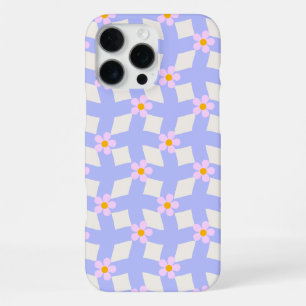 Retro 70s Periwinkle Purple Geometric Floral iPhone 16 Pro Max Case